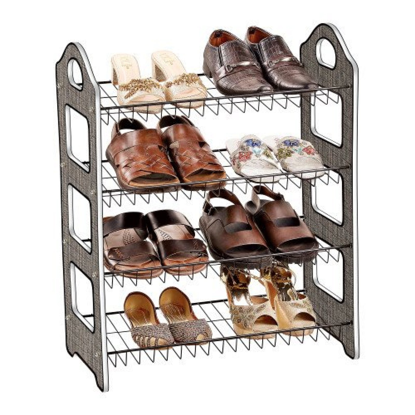 Shoe Chic Footwear Organizer With 4 Tier Shelves  Laminated  Board Elegance Shoe Rack