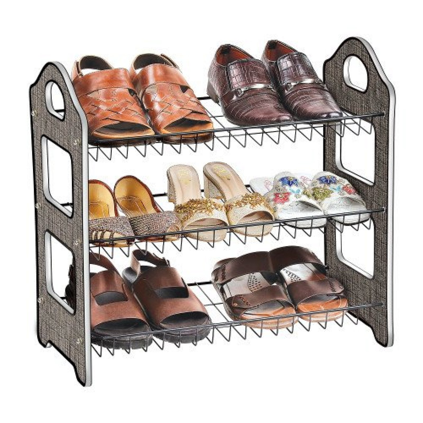 Shoe Chic Footwear Organizer With 3 Tier Shelves  Laminated  Board Elegance Shoe Rack