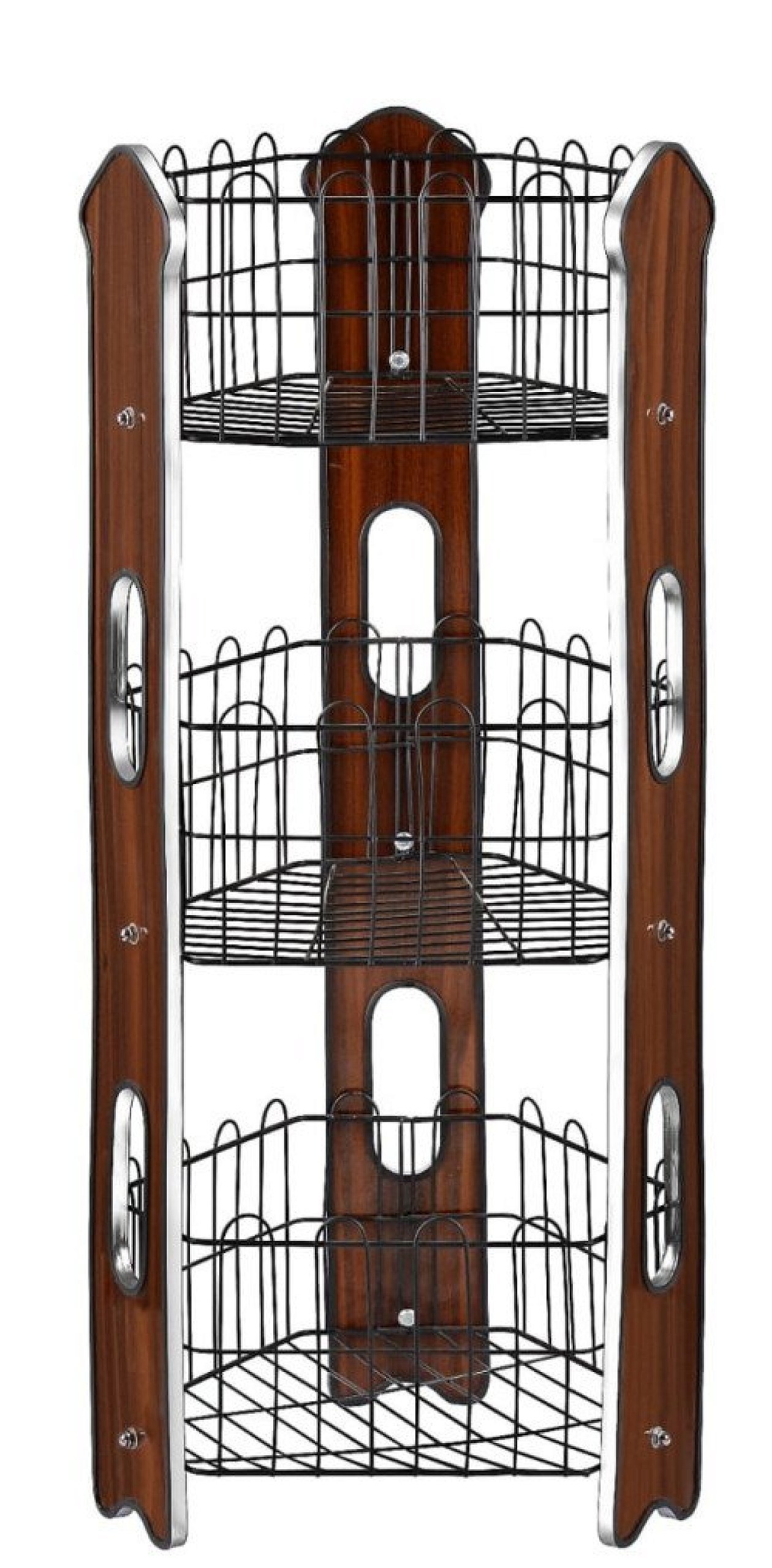 3 Tier Fruit Basket | Vegetable Stand | Premium Laminated Wood Board With Matte Black Wire - Stylish Organizer for Fresh Produce