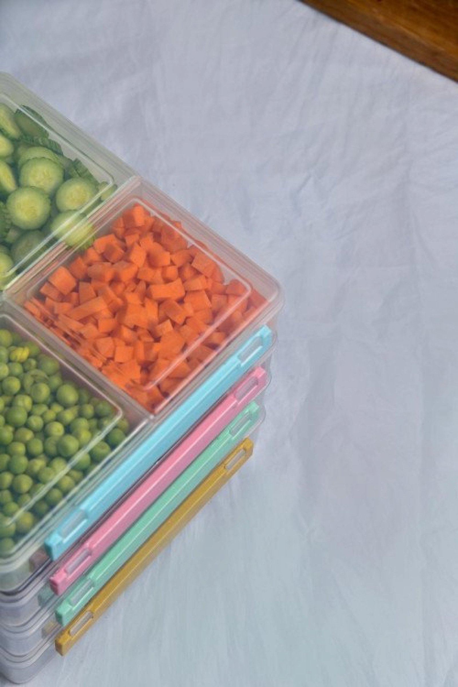 4 Grid Airtight Freezer Box With Lid & Lock | Clear Storage Box | Frozen Food Fruit Organizer