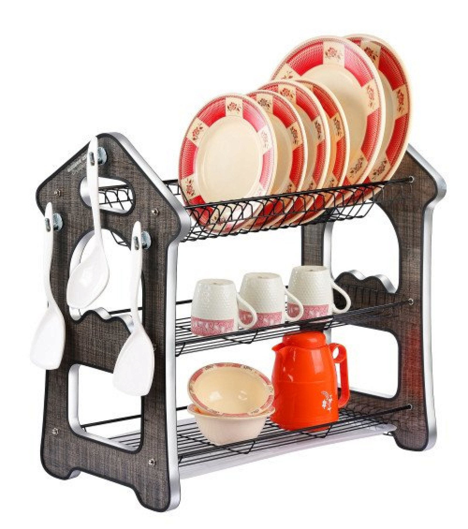 WoodWave 3 Tier Dish Organizer Water Proof Laminated Board Sp. Series