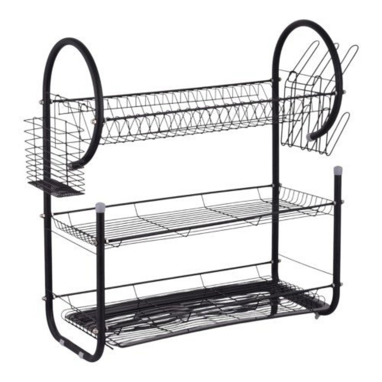 Matte Black G Pro Shape 3 Tire Dish Rack Plate Dish Spoon Fork Bowl Cup Drain Rack Pot Rack