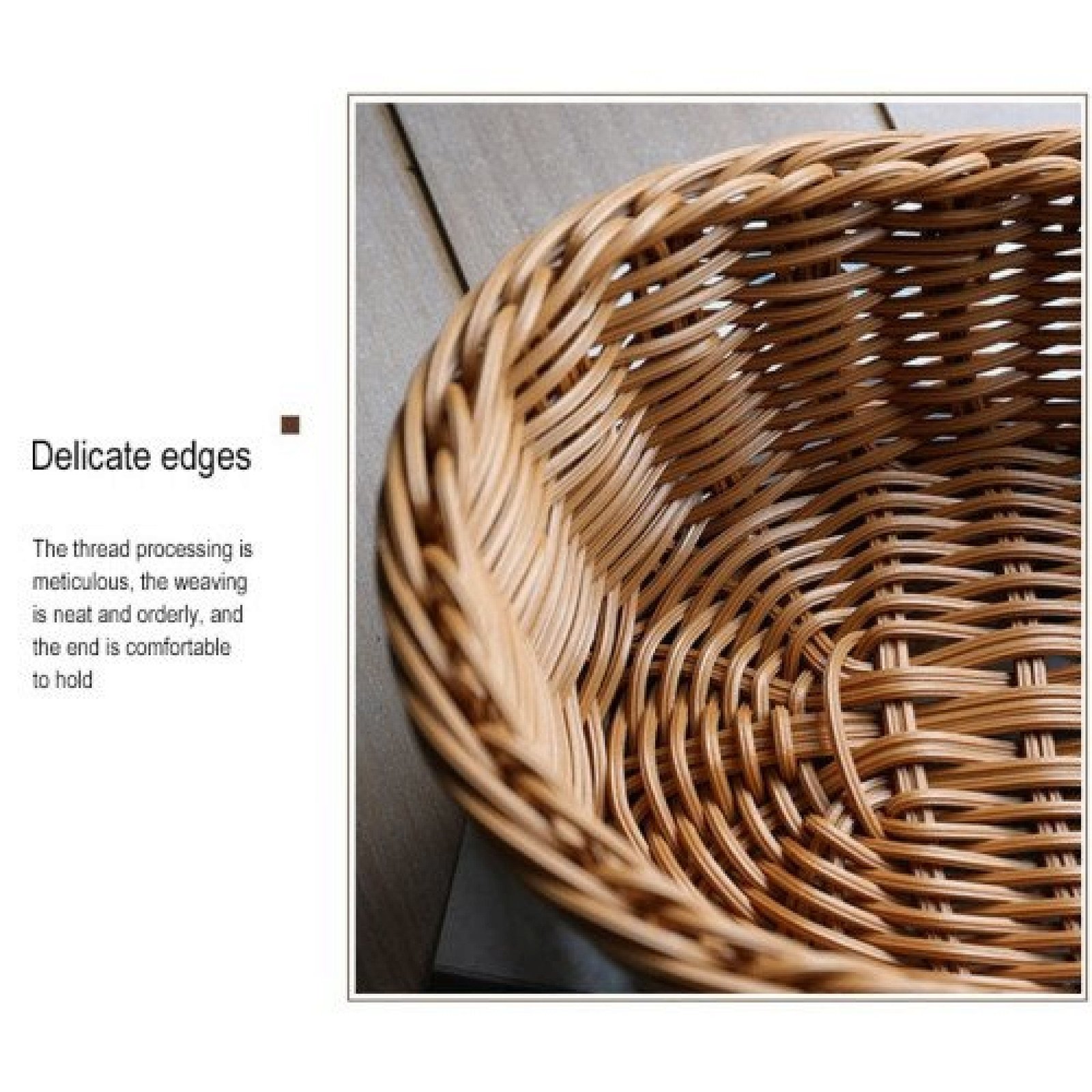 3Pcs Oval Curved Rattan Wicker Woven Serving Baskets for Bread Fruit Vegetables Restaurant Serving Tabletop Display Rattan Basket