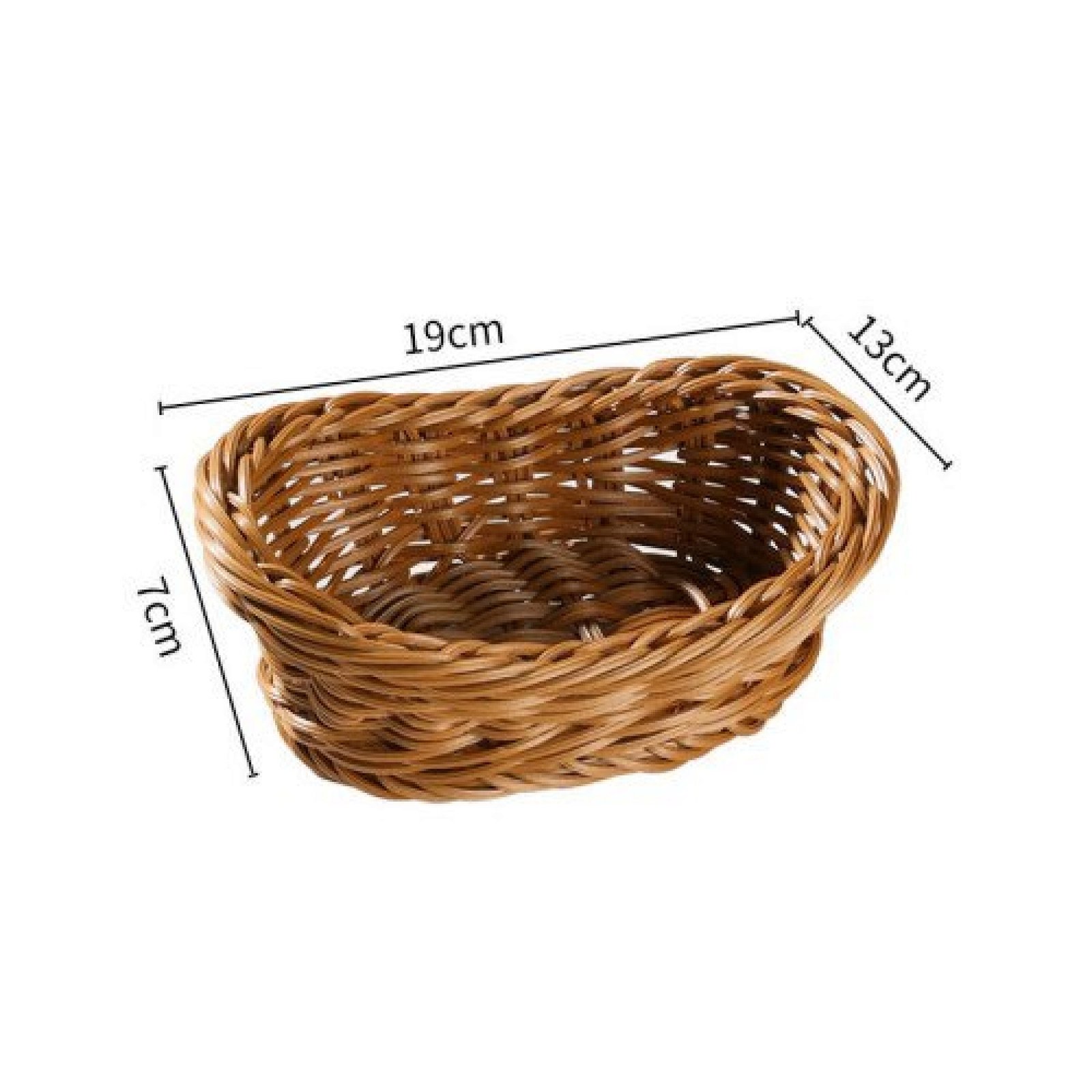 3Pcs Oval Curved Rattan Wicker Woven Serving Baskets for Bread Fruit Vegetables Restaurant Serving Tabletop Display Rattan Basket
