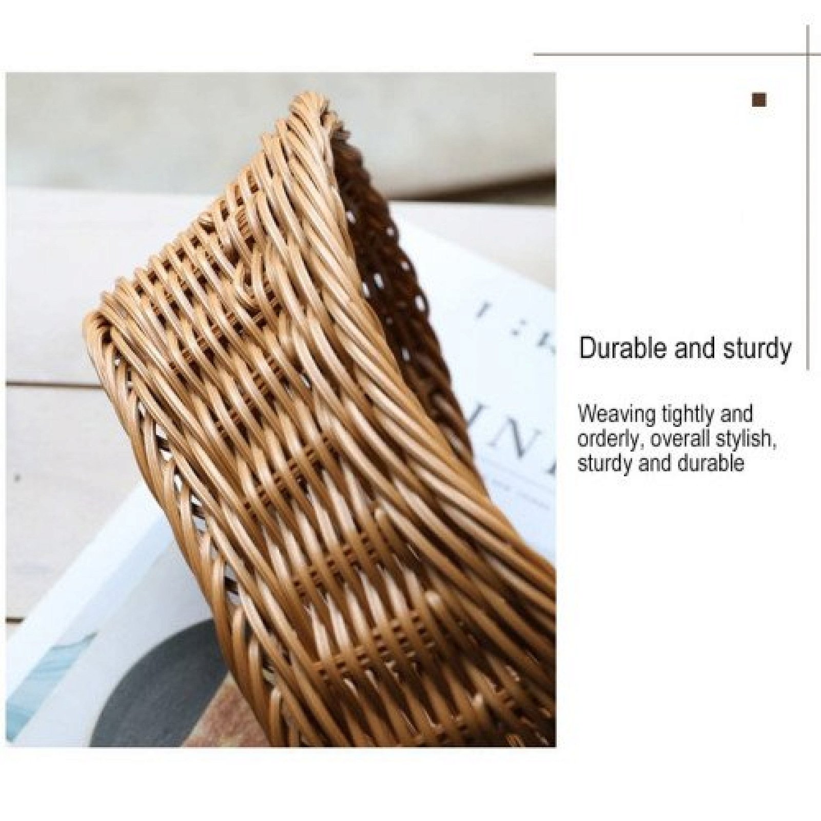 3Pcs Oval Curved Rattan Wicker Woven Serving Baskets for Bread Fruit Vegetables Restaurant Serving Tabletop Display Rattan Basket