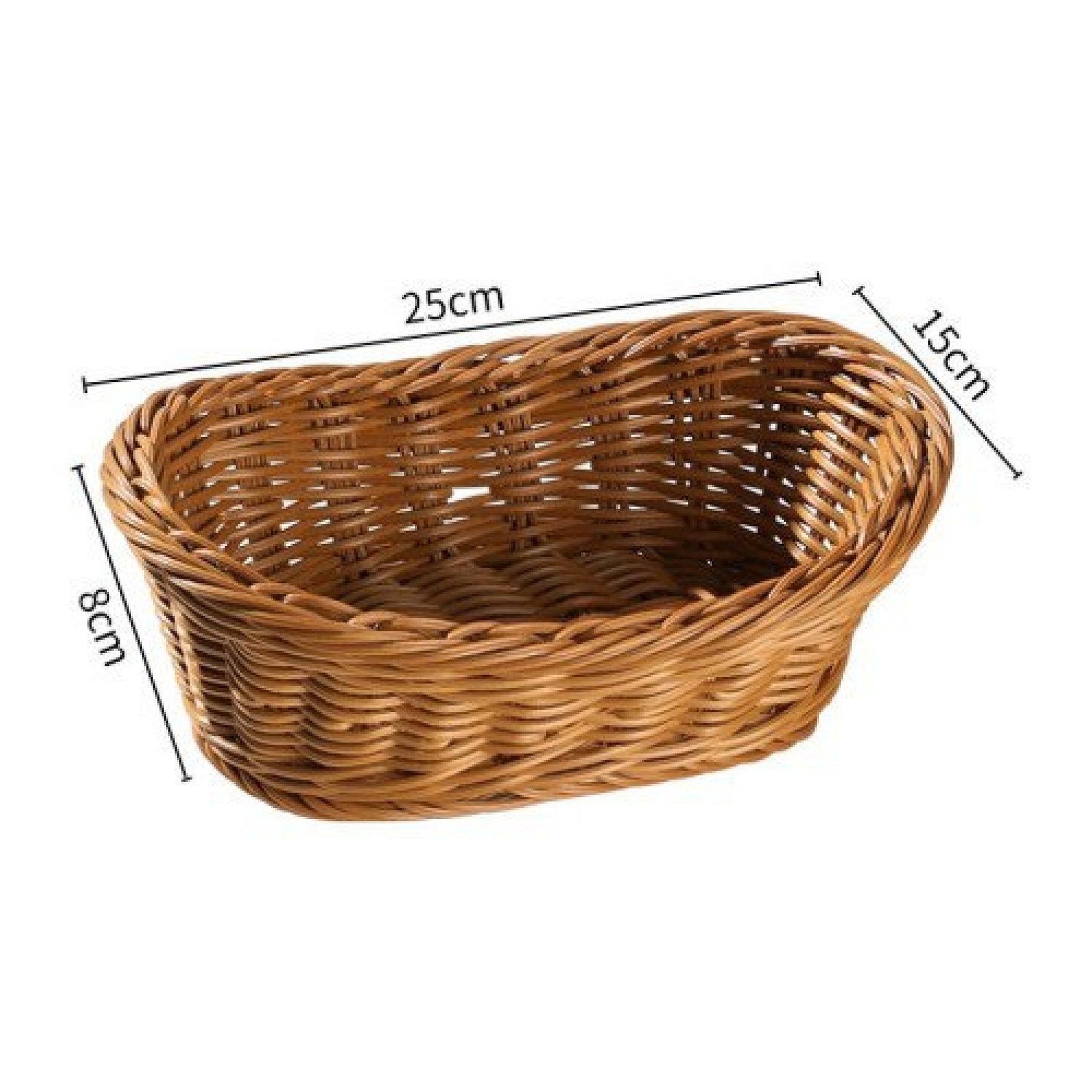 3Pcs Oval Curved Rattan Wicker Woven Serving Baskets for Bread Fruit Vegetables Restaurant Serving Tabletop Display Rattan Basket