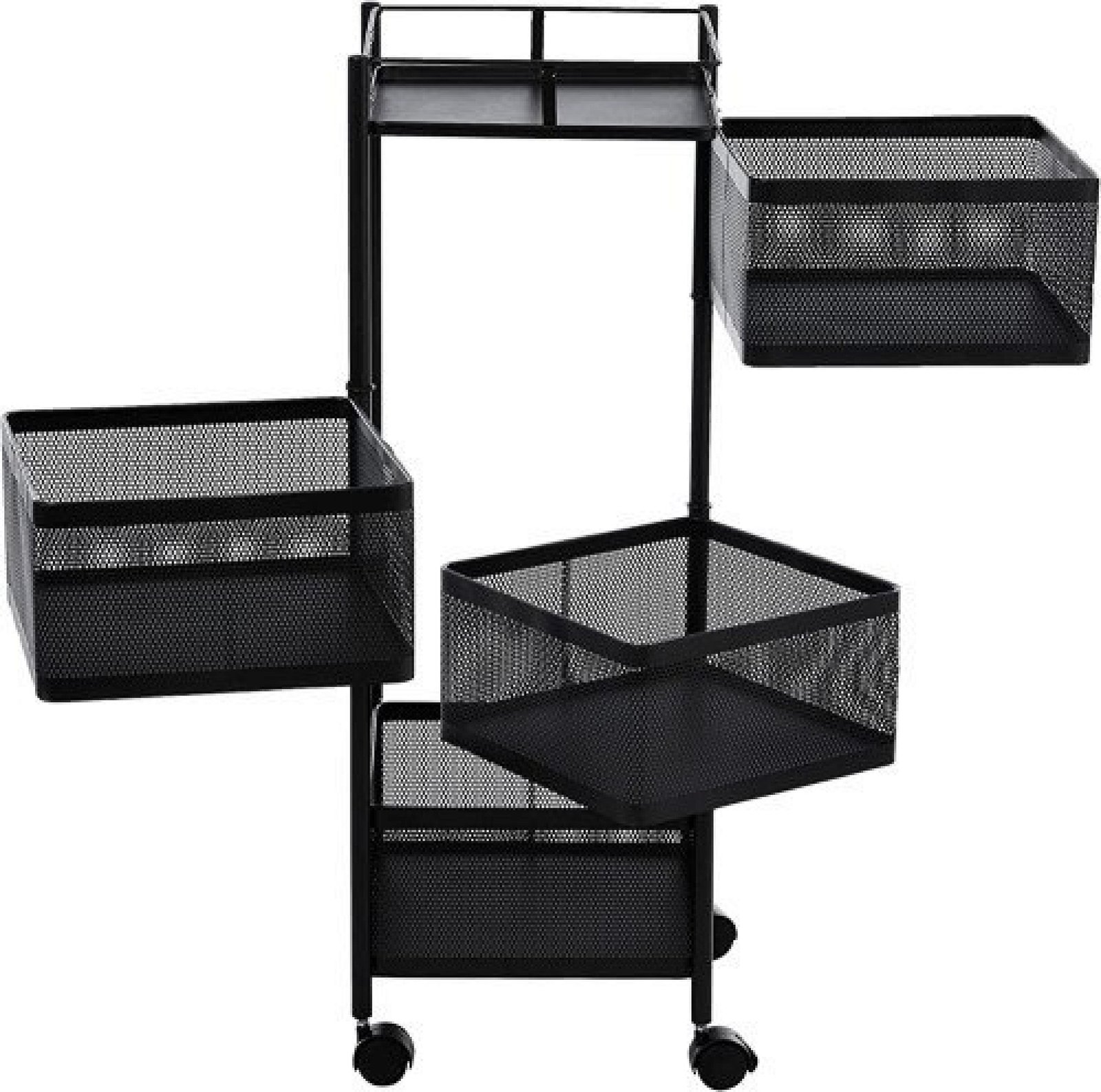 4 Tier Square Vegetable & Fruit Organizer Basket 360-Degree Rotating Moveable Rack for Kitchen Storage Baskets