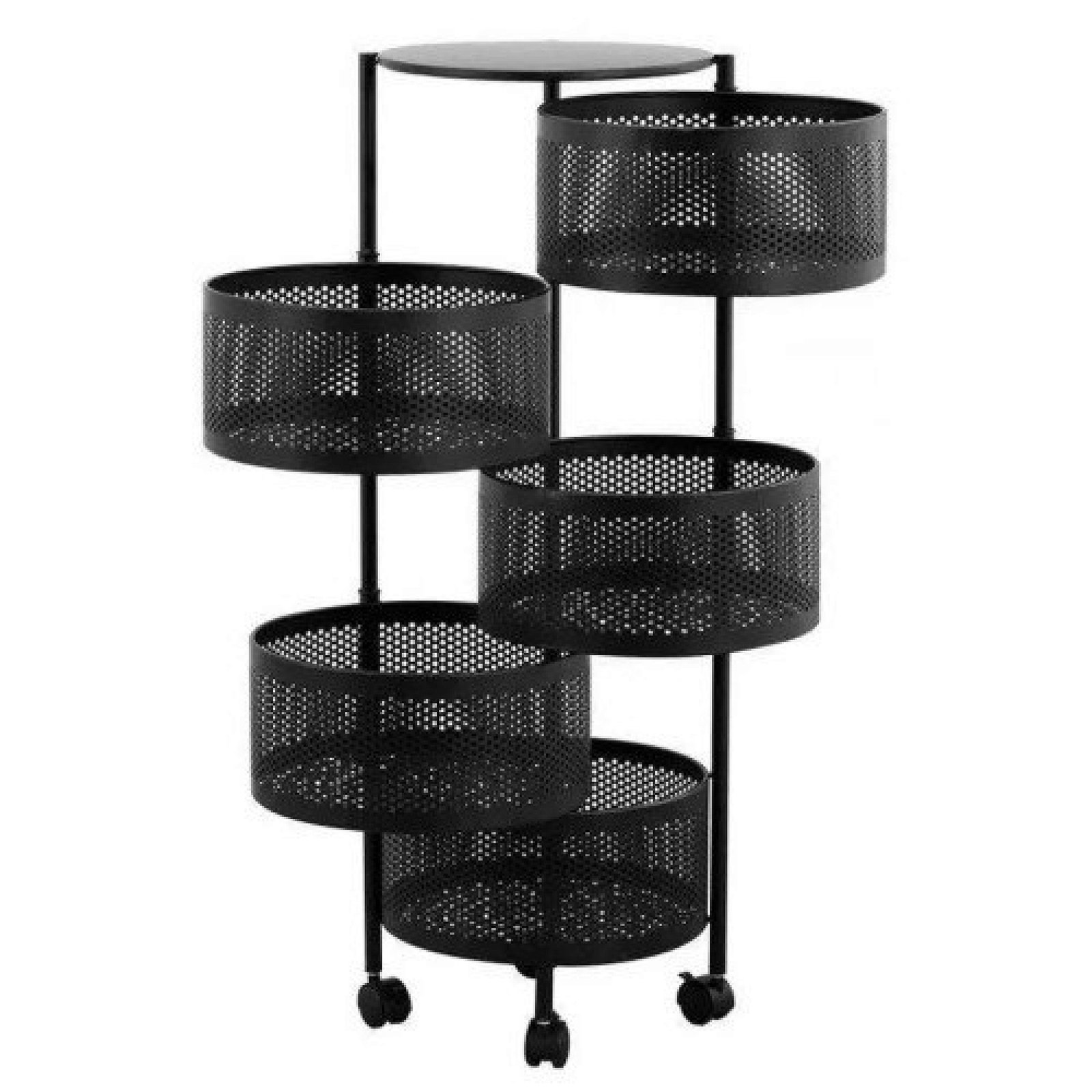 5 Tier Round Basket 360-Degree Rotating Moveable Vegetable & Fruit Organizer Rack for Kitchen Storage Baskets