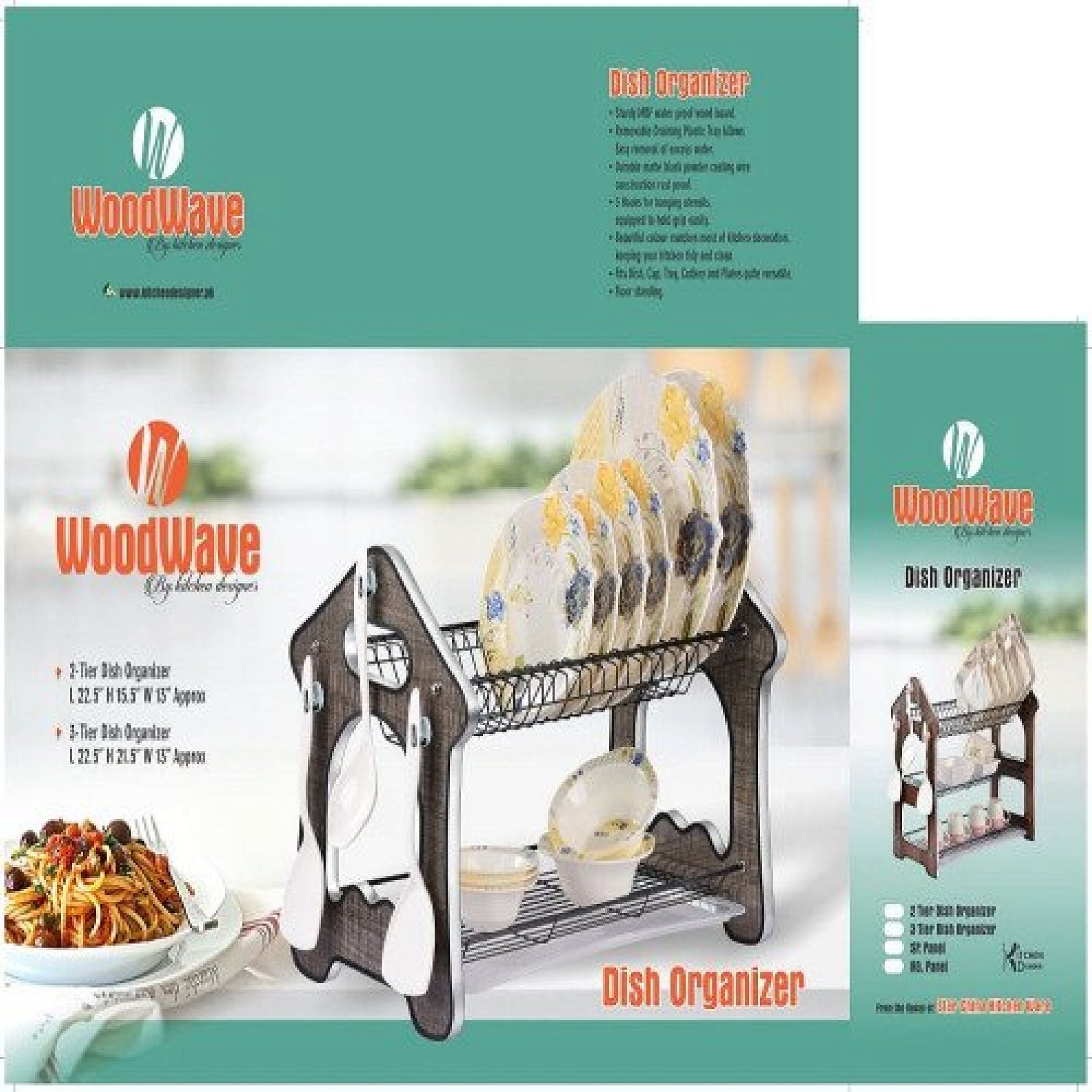 WoodWave 2 Tier Dish Organizer Water Proof Laminated Board Sp. Series