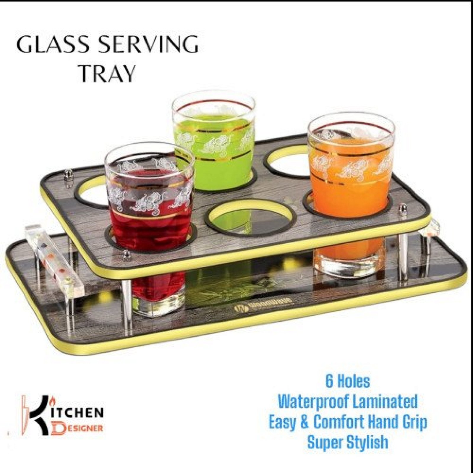 6 Shot Glass Holder Tray Solid Bamboo Cocktail Holder Shot Mugs Stand Drinking Cup Display