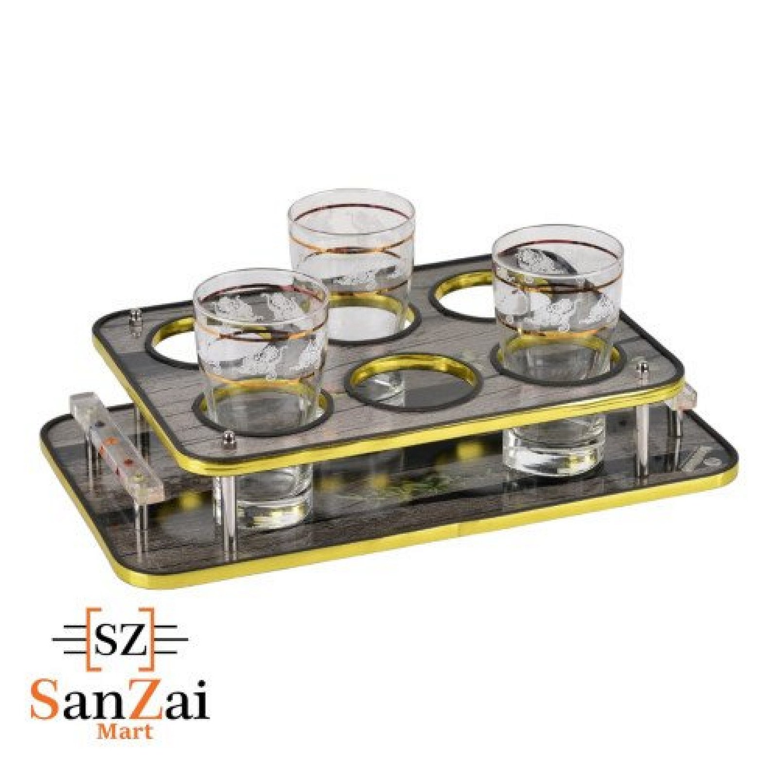 6 Shot Glass Holder Tray Solid Bamboo Cocktail Holder Shot Mugs Stand Drinking Cup Display