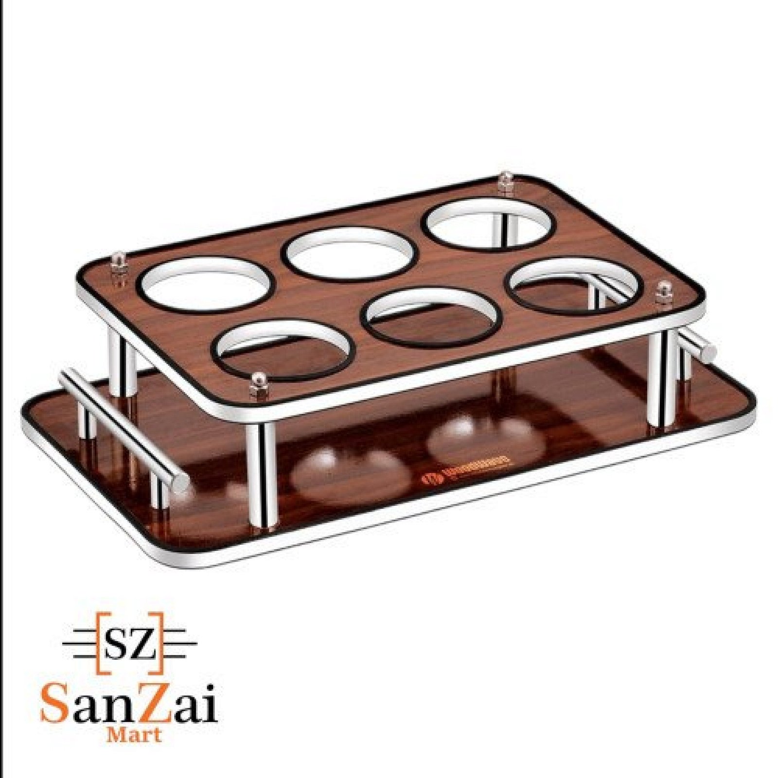 6 Shot Glass Holder Tray Solid Bamboo Cocktail Holder Shot Mugs Stand Drinking Cup Display