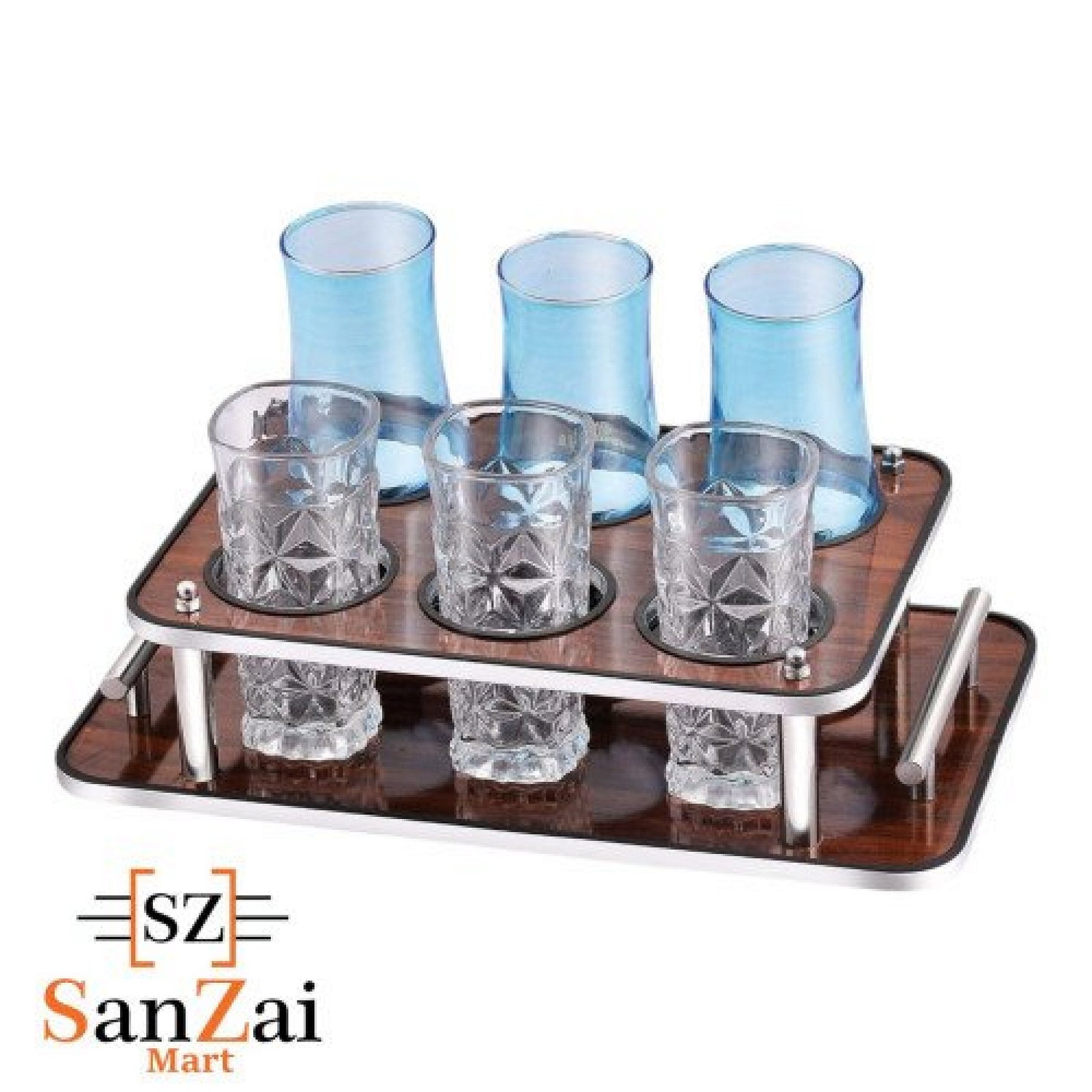 6 Shot Glass Holder Tray Solid Bamboo Cocktail Holder Shot Mugs Stand Drinking Cup Display