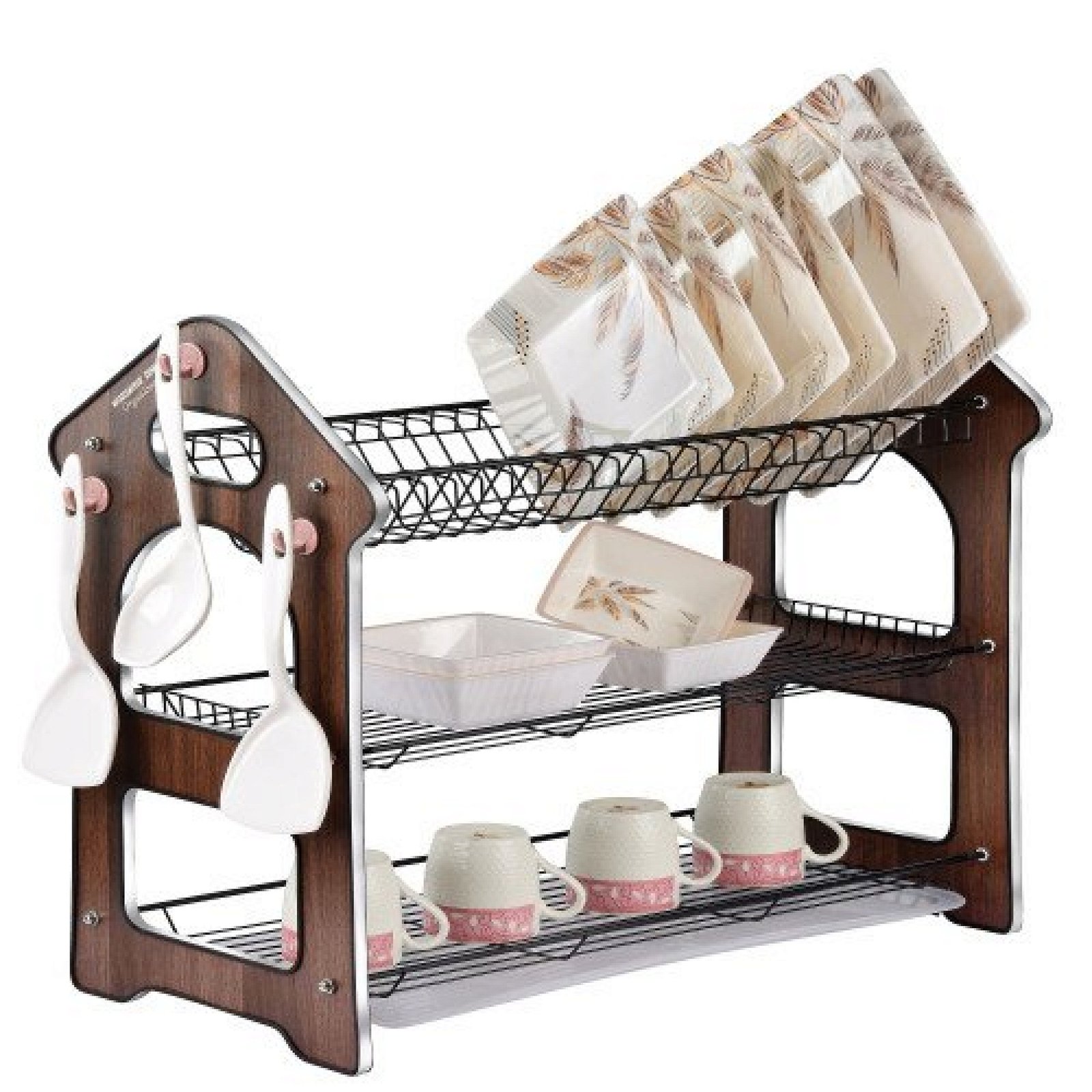 WoodWave 3 Tier Dish Organizer Water Proof Laminated Board RG. Series