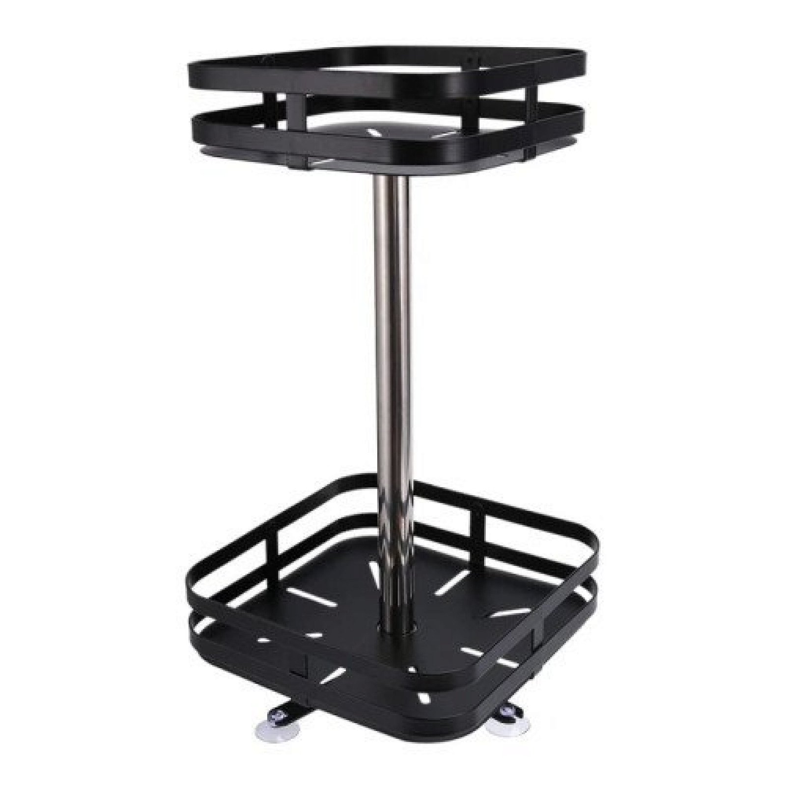 360° Rotating Square Metal Kitchen Organizer Multi-Purpose Storage Rack 2 Tier