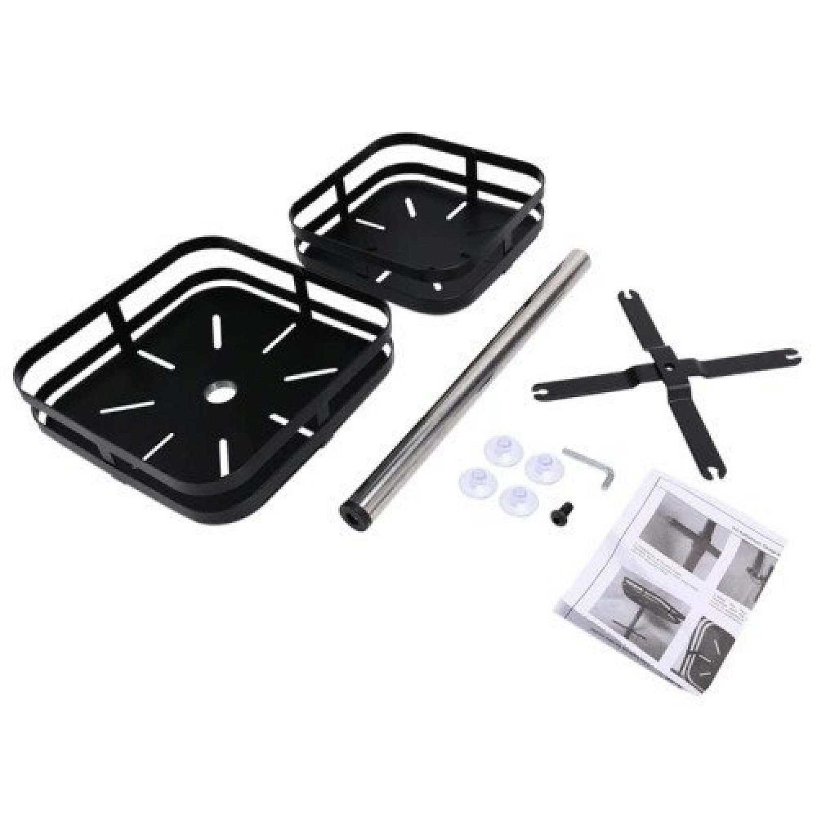 360° Rotating Square Metal Kitchen Organizer Multi-Purpose Storage Rack 2 Tier