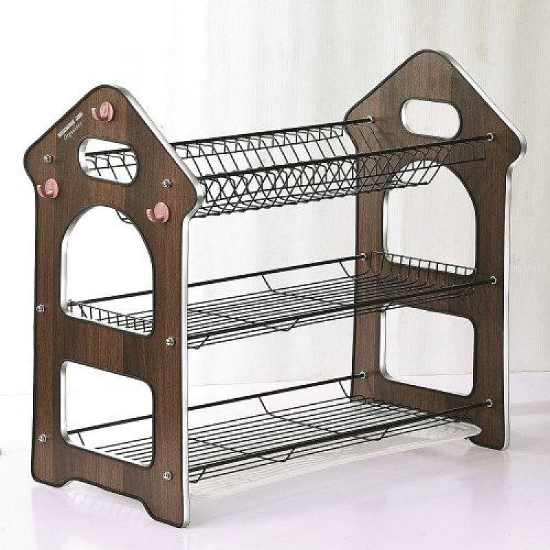 WoodWave 3 Tier Dish Organizer Water Proof Laminated Board RG. Series
