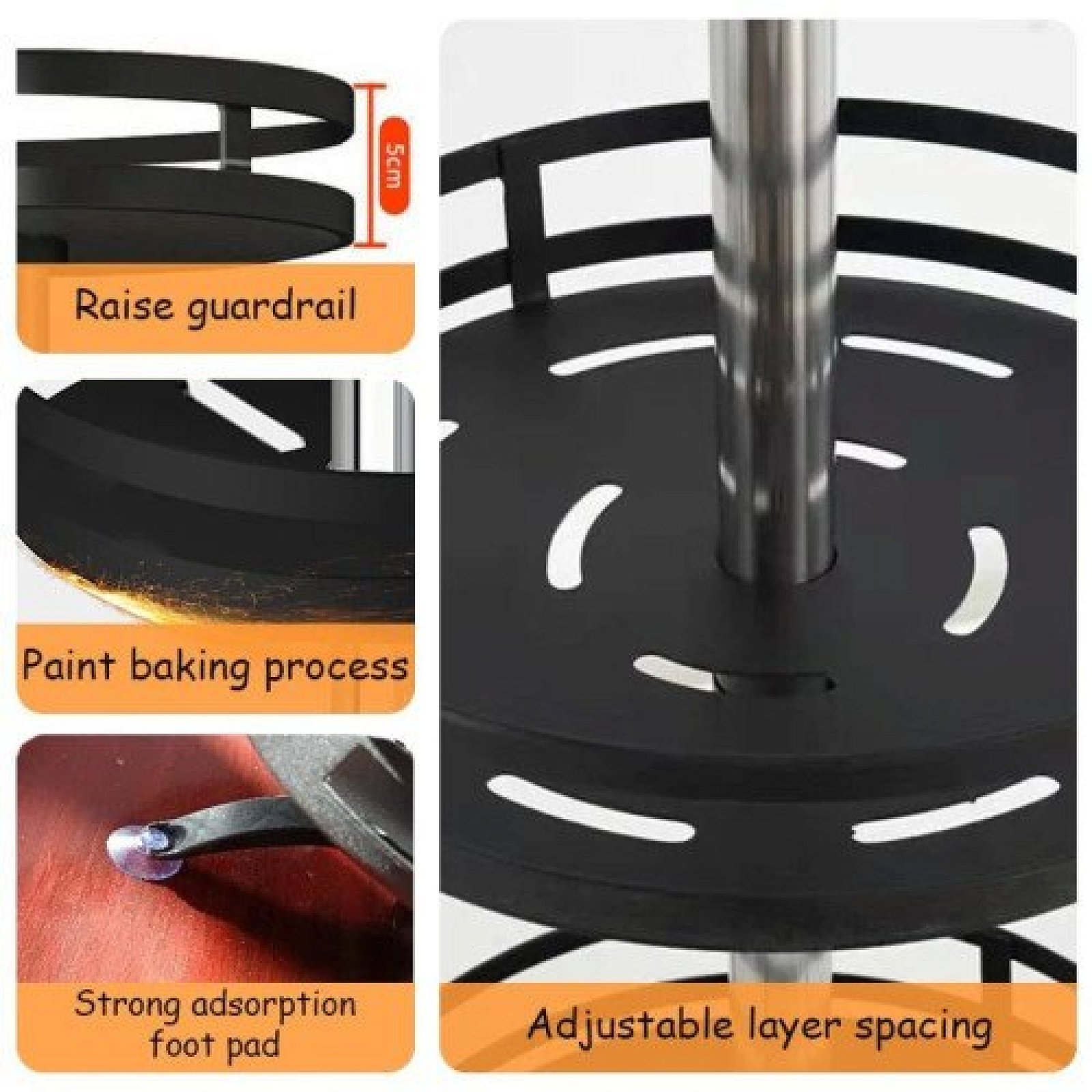 360° Rotating Round Metal Kitchen Organizer Multi-Purpose Storage Rack 2 Tier
