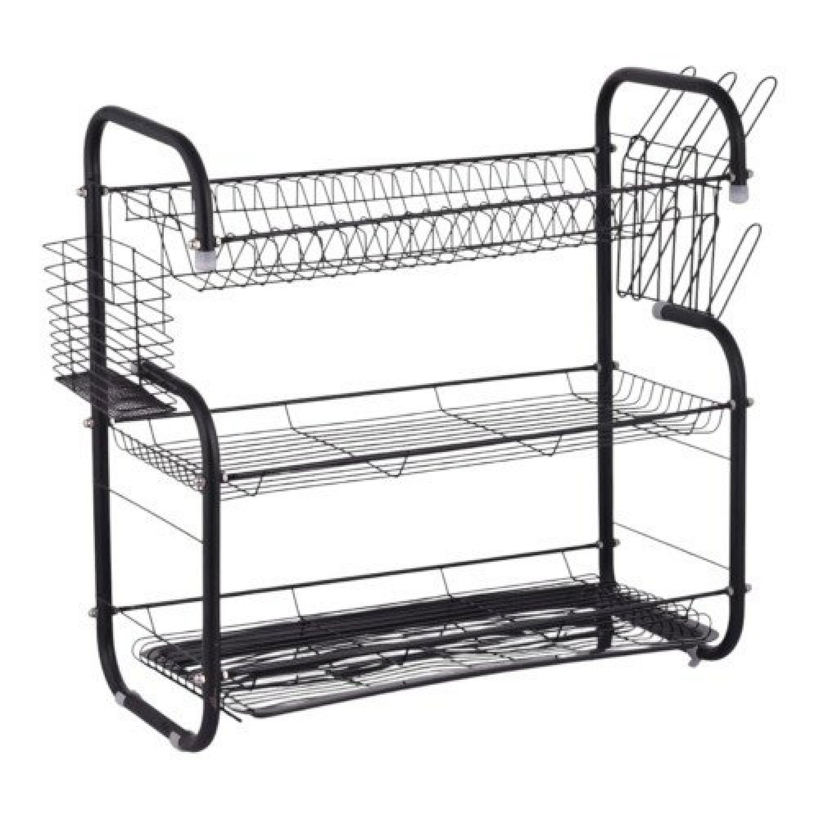 3-Tier Dish Rack with Tray | Matte Black Drying Rack