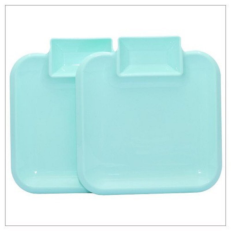 2Pcs Square Snack Plate BPA Free Unbreakable Eco-friendly For Fries Burger Pasta Sandwiches