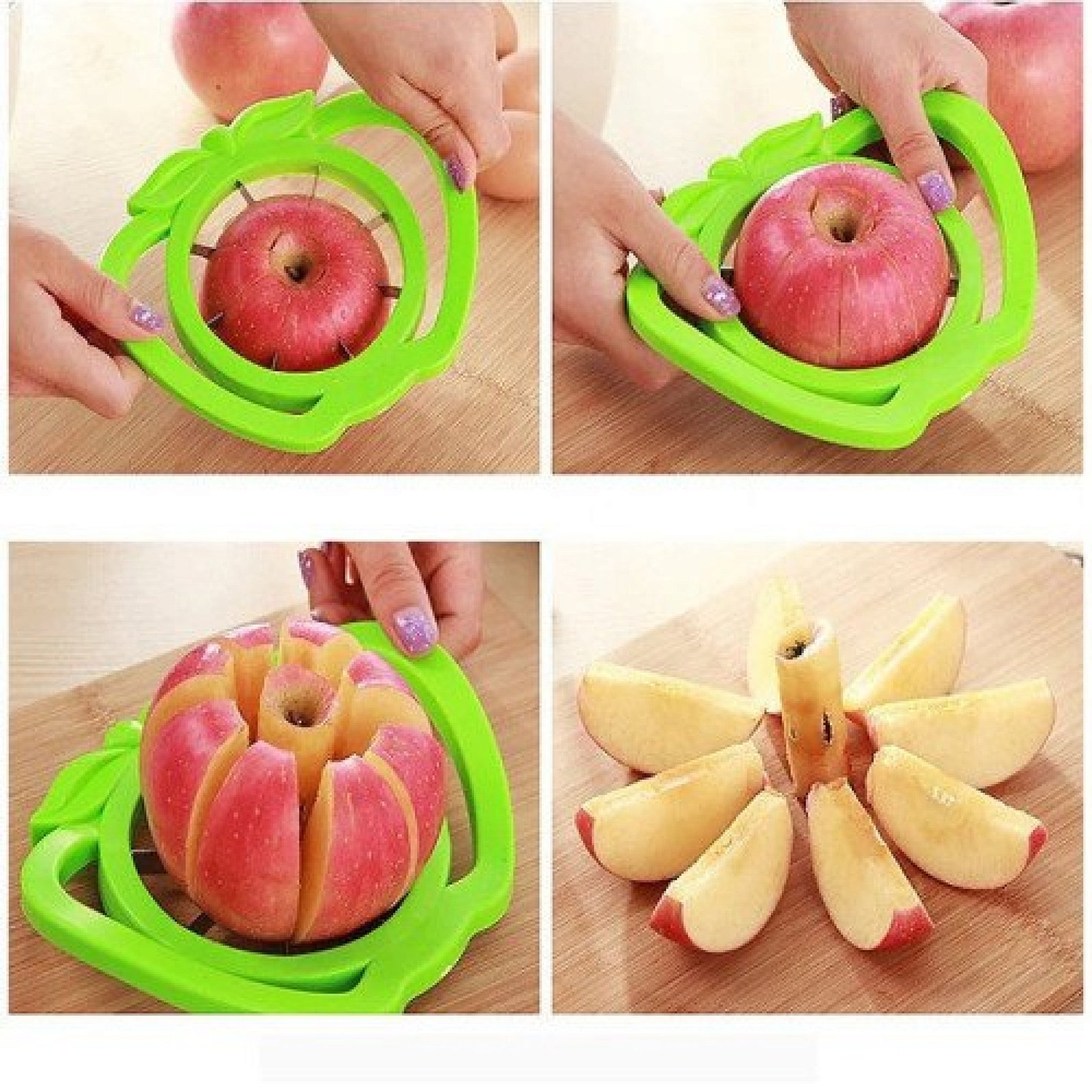 Apple Cutter Stainless Steel Blades With High Grade Food Plastic Peeler Slicer Corer Random Color