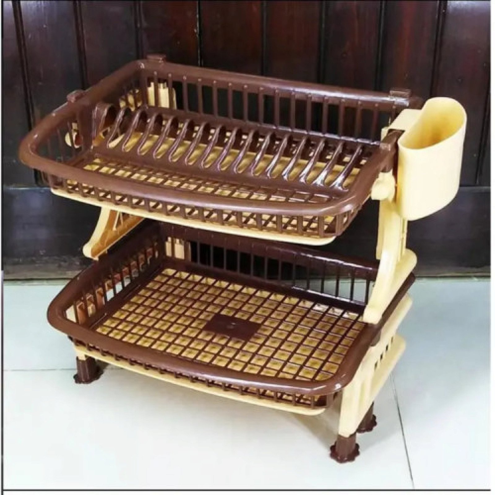 Premium Fantasy Plastic Two Layer Dish Drainer