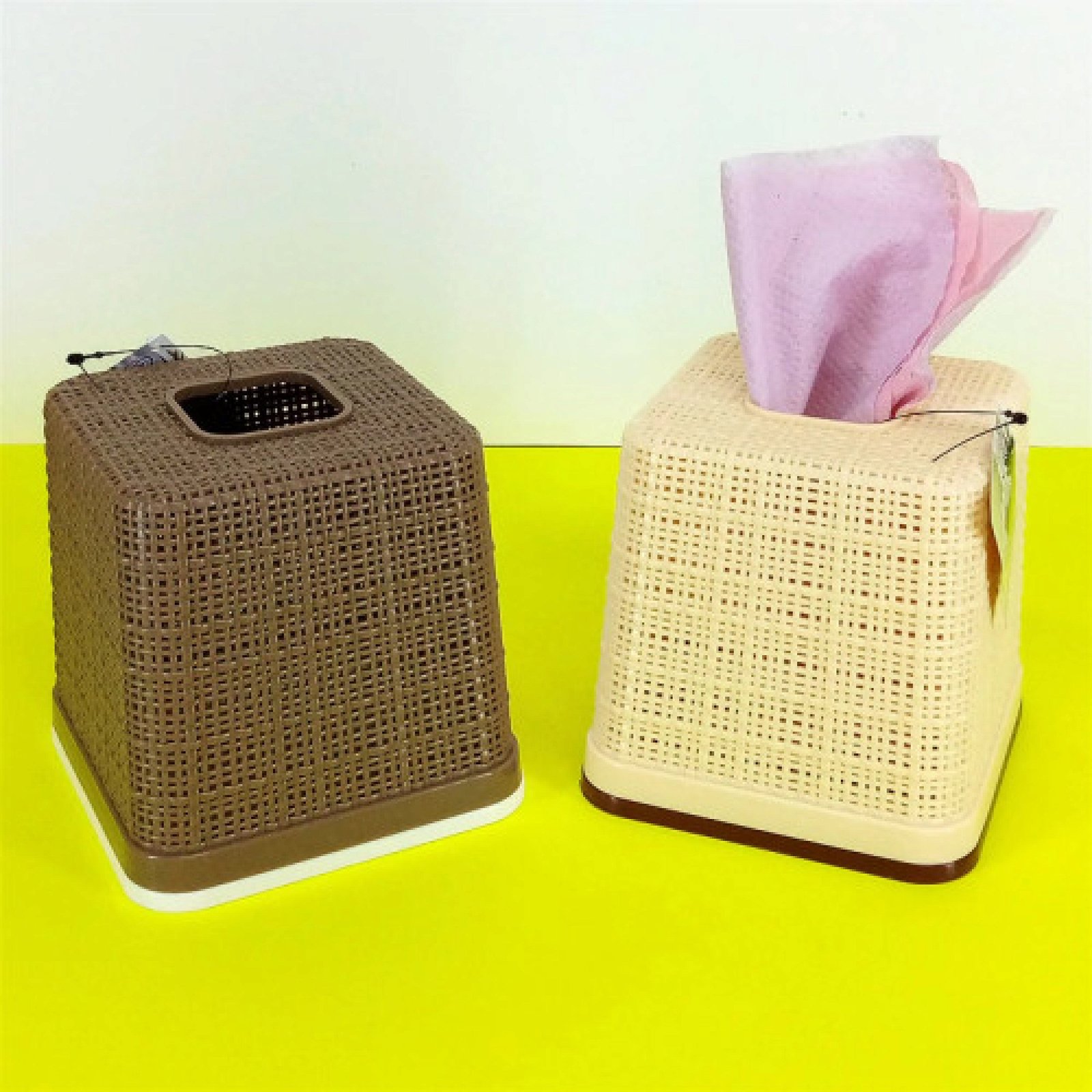 Tissue Roll Storage Box Kiwi Jute Premium Quality Plastic For Home & Office