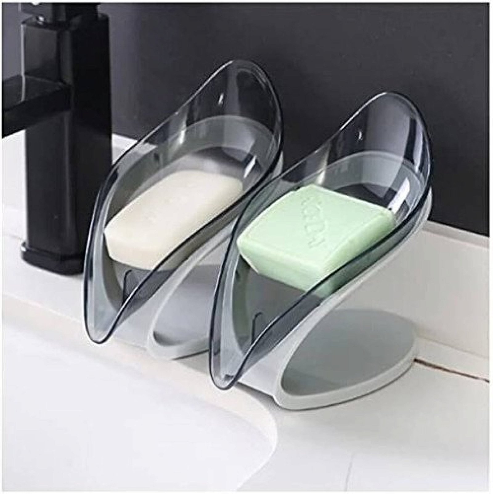 Creative Smart Leaf Shape Soap Box Drain Soap Holder Box Bathroom Shower Soap Holder Multicolor