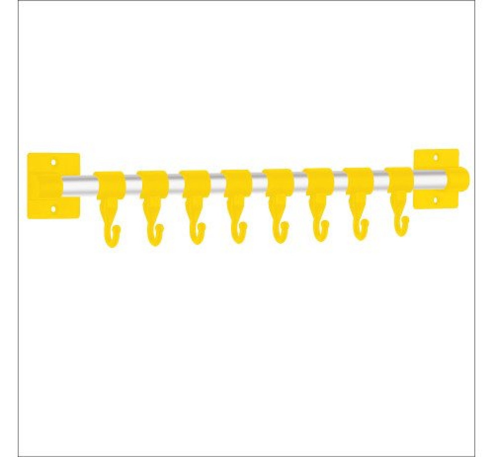 8 HangEase Hooks Kitchen Accessories Organizer Rack | Cloth Hanging Stand Wall Mounted | Yellow