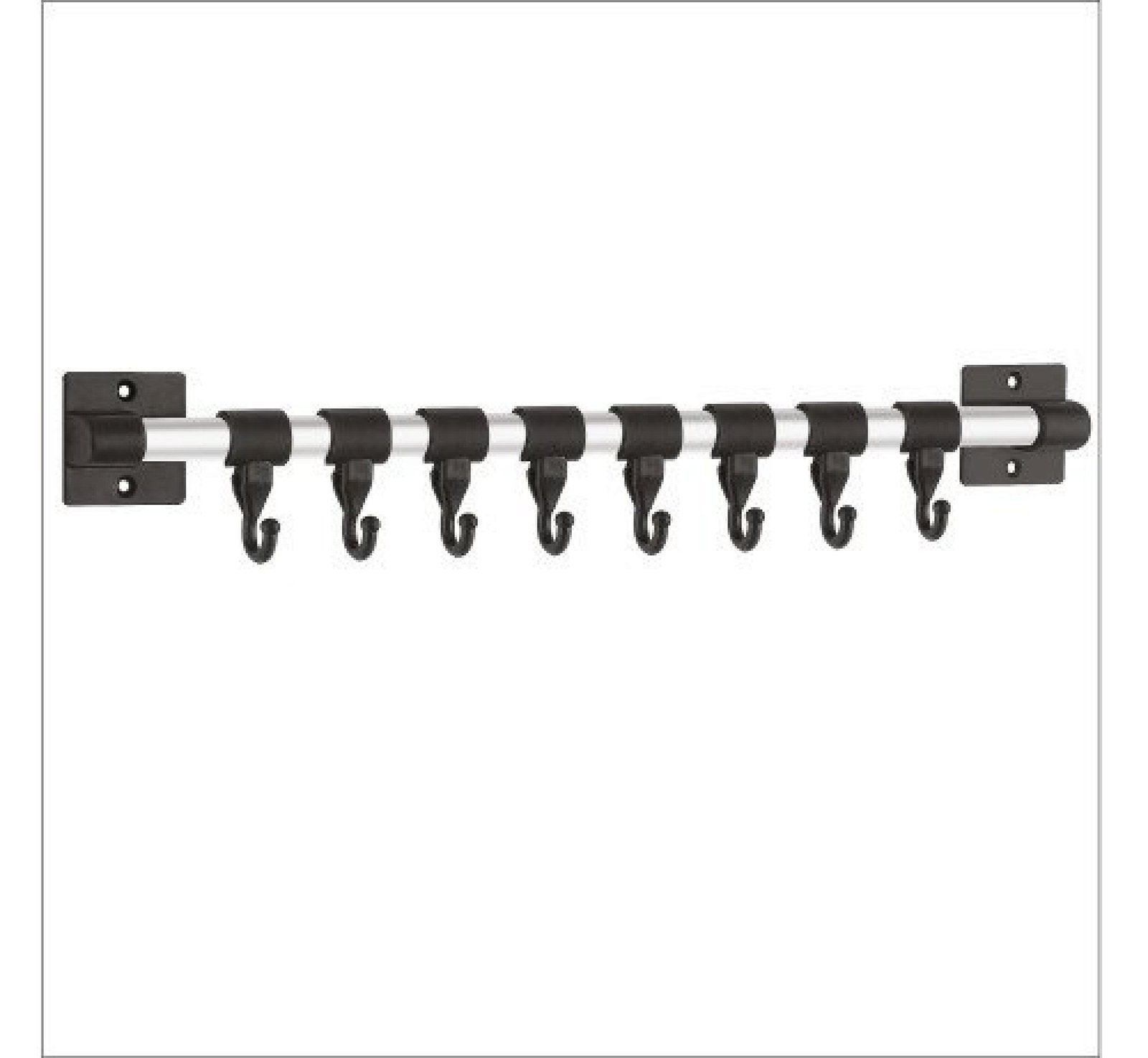 8 HangEase Hooks Kitchen Accessories Organizer Rack | Cloth Hanging Stand Wall Mounted | Black